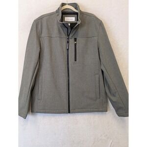 Calvin Klein Mens Softshell Jacket Gray Full Zip Mock Neck Fleece Lined Medium